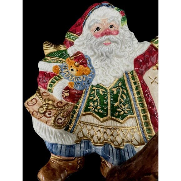 Fitz and Floyd Jolly Ole St. Nick Handled Santa Clause Serving Platter Tray 12 x - Picture 5 of 10